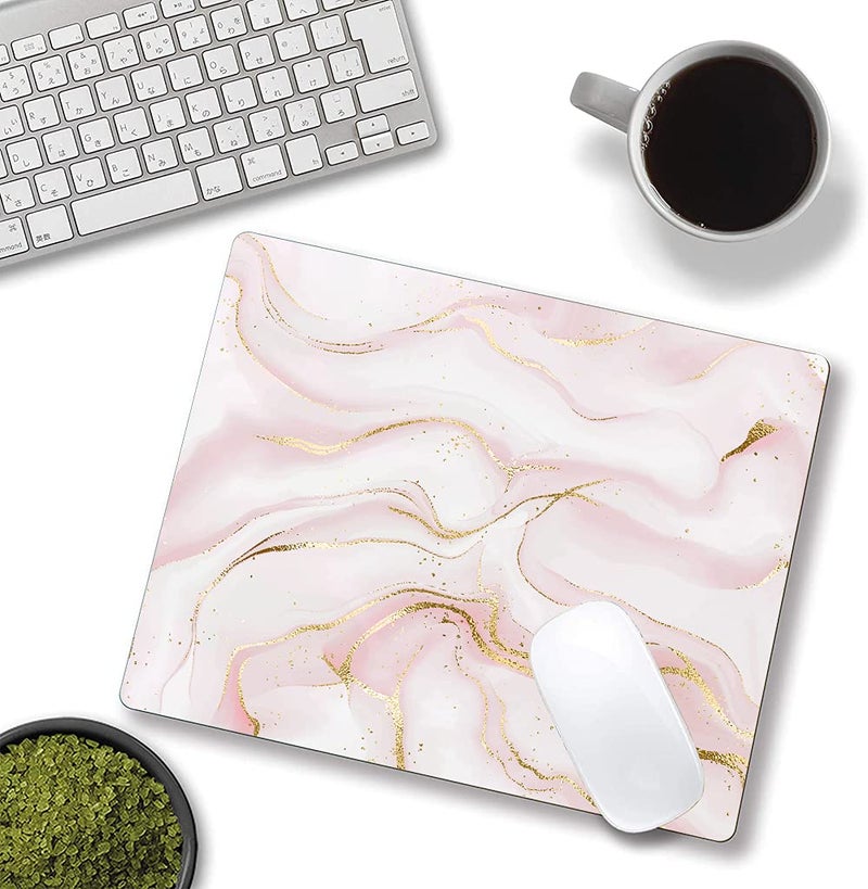 KUOSGM Mouse Pad  Pink Marble with Gold Glitter Wave Mouse Pad Rectangle Custom Designs  Waterproof Anti-Slip Rubber Mousepad Office Accessories Desk Decor Wireless Mouse Pads for Computers Laptop - Image 3